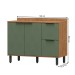 Balcão de Cozinha para Pia Toscana 2 Portas 2 Gavetas 100% Mdf Freijó/Jade Bto03 - Mx Móveis