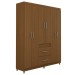 Guarda-Roupa Solteiro Apolo 6 Portas 2 Gavetas Castanho - Pnr Móveis