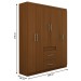 Guarda-Roupa Casal Zeus 6 Portas 2 Gavetas Castanho - Pnr Móveis