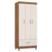 Guarda-Roupa Solteiro Prince 3 Portas 1 Gaveta Amêndola Touch/Off White - Demóbile