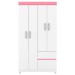 Guarda-Roupa Lótus 4 Portas 2 Gavetas Flex Branco/Rosa - Demóbile