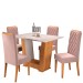 Mesa de Jantar 4 Lugares Squash Mel/Blonde/Veludo Rosa - Viero Móveis
