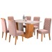 Mesa de Jantar 6 Lugares Squash Mel/Blonde/Veludo Rosa - Viero Móveis