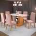 Mesa de Jantar 6 Lugares Squash Mel/Blonde/Veludo Rosa - Viero Móveis