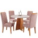 Mesa de Jantar 4 Lugares Disney Mel/Blonde/Veludo Rosa - Viero Móveis