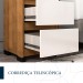 Mesa de Cabeceira Coimbra 3 Gavetas Freijó/Off White - Politorno Móveis