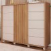 Cômoda Pegasus 2 Portas 5 Gavetas Ripado Buriti/Off White - Caemmun
