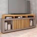 Rack para TV 75 Polegadas 2 Portas com Ripado Aegon Buriti/Fendi - Caemmun