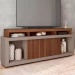 Rack para TV 75 Polegadas 2 Portas com Ripado Aegon Fendi/Havana - Caemmun