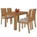 Mesa de Jantar 4 Lugares Athenas Amêndoa Clean/Veludo Naturale Creme - Móveis Lopas