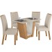 Mesa de Jantar 4 Lugares Apogeu com Vidro Amêndoa Clean/Off White/Linho Rinzai Bege - Móveis Lopas
