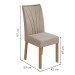 Mesa de Jantar 6 Lugares Apogeu com Vidro Amêndoa Clean/Off White/Veludo Naturale Creme 77020 - Móveis Lopas