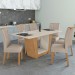 Mesa de Jantar 6 Lugares Apogeu com Vidro Amêndoa Clean/Off White/Veludo Naturale Creme 77020 - Móveis Lopas