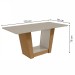 Mesa de Jantar 6 Lugares Apogeu com Vidro Amêndoa Clean/Off White/Corino Caramelo 77020 - Móveis Lopas