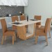 Mesa de Jantar 6 Lugares Apogeu com Vidro Amêndoa Clean/Off White/Corino Caramelo 77020 - Móveis Lopas