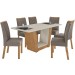 Mesa de Jantar 6 Lugares Apogeu com Vidro Amêndoa Clean/Off White/Suede Animale Bege 77020 - Móveis Lopas