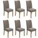 Kit 6 Cadeiras Estofadas Apogeu Amêndoa Clean/Suede Animale Bege 75864 - Móveis Lopas