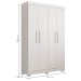 Guarda-Roupa Solteiro Flórida 4 Portas 3 Gavetas 100% Mdf Branco - Tigus Baby