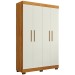 Guarda-Roupa Solteiro Flórida 4 Portas 3 Gavetas 100% Mdf Amadeirado/Off White - Tigus Baby