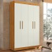 Guarda-Roupa Solteiro Flórida 4 Portas 3 Gavetas 100% Mdf Amadeirado/Off White - Tigus Baby