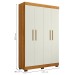 Guarda-Roupa Solteiro Flórida 4 Portas 3 Gavetas 100% Mdf Amadeirado/Off White - Tigus Baby