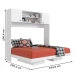 Cama de Casal Horizontal Articulável 2 Portas com Armário Aéreo Branco - Panorama Móveis