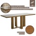 Mesa de Jantar 6 Lugares Lottus com Vidro Cinamomo/Pena Caramelo - Lj Móveis