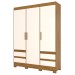 Guarda-Roupa Solteiro 3 Portas 4 Gavetas Nature/Off White - Briz