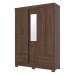 Guarda-Roupa Solteiro 5 Portas 2 Gavetas com Espelho Castanho Hp - Briz