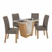 Mesa de Jantar 4 Lugares Apogeu Amêndoa Clean/Off White/Suede Animale Bege 75333 - Móveis Lopas