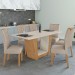 Mesa de Jantar 6 Lugares Apogeu Amêndoa Clean/Off White/Veludo Naturale Creme 75334 - Móveis Lopas