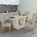 Mesa de Jantar 6 Lugares Apogeu com Vidro Off White/Amêndoa Clean/Veludo Naturale Creme 77392.118 - Móveis Lopas