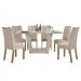 Mesa de Jantar 6 Lugares Apogeu com Vidro Off White/Amêndoa Clean/Veludo Naturale Creme 77392.118 - Móveis Lopas