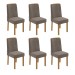 Kit 6 Cadeiras Estofadas Astrid Amêndoa Clean/Suede Animale Bege 75866 - Móveis Lopas