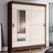 Guarda-Roupa Solteiro 2 Portas 2 Gavetas com Espelho Castanho Hp/Off White - Briz