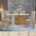 Mesa de Jantar 6 Lugares Astrid com Vidro Amêndoa Clean/Off White/Veludo Naturale Creme 77204 - Móveis Lopas