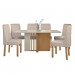Mesa de Jantar 6 Lugares Astrid com Vidro Amêndoa Clean/Off White/Linho Rinzai Bege 77204 - Móveis Lopas