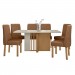 Mesa de Jantar 6 Lugares Astrid com Vidro Amêndoa Clean/Off White/Corino Caramelo 77204 - Móveis Lopas