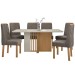 Mesa de Jantar 6 Lugares Astrid com Vidro Amêndoa Clean/Off White/Suede Animale Bege 77204 - Móveis Lopas