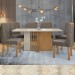 Mesa de Jantar 6 Lugares Astrid com Vidro Amêndoa Clean/Off White/Suede Animale Bege 77204 - Móveis Lopas