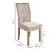 Mesa de Jantar 6 Lugares Apogeu com Vidro Amêndoa Clean/Off White/Linho Rinzai Bege 77020 - Móveis Lopas