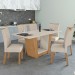 Mesa de Jantar 6 Lugares Apogeu com Vidro Amêndoa Clean/Off White/Linho Rinzai Bege 77020 - Móveis Lopas