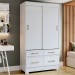Guarda-Roupa Solteiro 2 Portas de Correr 4 Gavetas Flex Branco/Rosa Chá Be25 - Briz