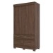 Guarda-Roupa Solteiro 2 Portas de Correr 4 Gavetas Flex Castanho Hp/Off White Be25 - Briz