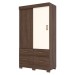 Guarda-Roupa Solteiro 2 Portas de Correr 4 Gavetas Flex Castanho Hp/Off White Be25 - Briz