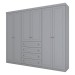 Guarda-Roupa Casal Americano 6 Portas 4 Gavetas Cinza - Henn
