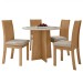 Mesa de Jantar 4 Lugares Celebrare Amêndoa Clean/Off White/Veludo Naturale Creme 75355 - Móveis Lopas