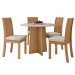 Mesa de Jantar 4 Lugares Celebrare Amêndoa Clean/Off White/Linho Rinzai Bege 75355 - Móveis Lopas