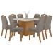 Mesa de Jantar 8 Lugares Nevada com Vidro Amêndoa Clean/Off White/Suede Animale Bege 75337 - Móveis Lopas