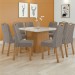 Mesa de Jantar 8 Lugares Nevada com Vidro Amêndoa Clean/Off White/Suede Animale Bege 75337 - Móveis Lopas